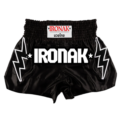 IRONAK MUAY THAI SHORTS - LIGHTNING BLACK