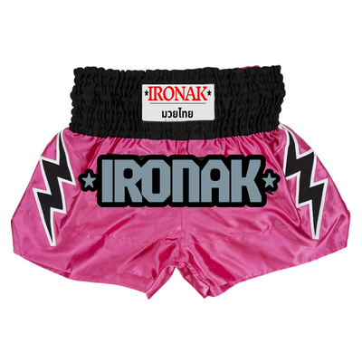 IRONAK MUAY THAI SHORTS - PINK LIGHTNING
